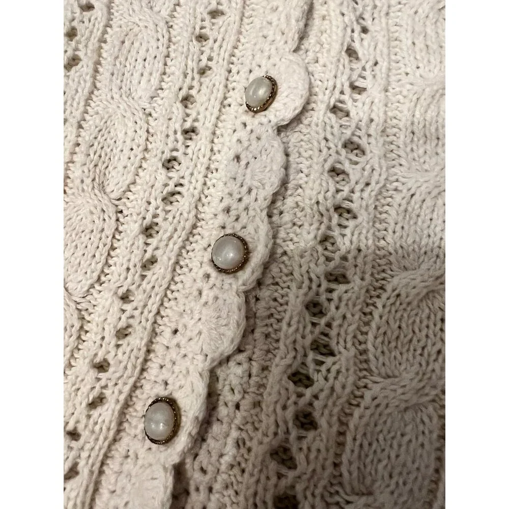 VTG‎ Margules Short Sleeve Embroidered  Cardigan SZ Med Cottage Grannt Core NOS
